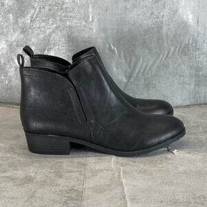 SUN+STONE Women's Black Cadee Memory Foam Slip-On Block Heel Ankle Booties SZ8.5